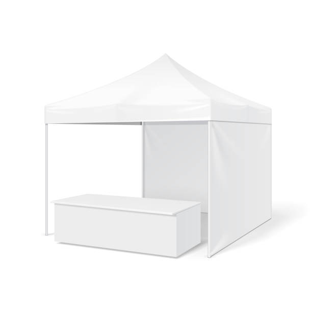 istock Promotional Outdoor Event Trade Show Pop-Up Tent Mobile Marquee. Mock Up, Template. Illustration Isolated On White Background. Ready For Your Design. Product Advertising. Vector EPS10 1152978526