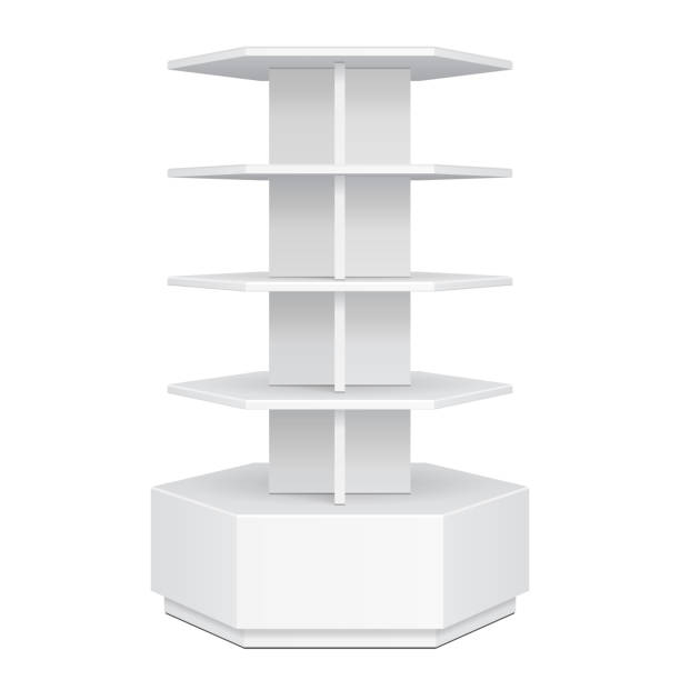 istock Hexagon, Hexagonal POS POI Cardboard Floor Display Rack For Supermarket Blank Empty. Mock Up. Illustration Isolated On White Background. Ready For Your Design. Product Advertising. Vector EPS10 1152978674
