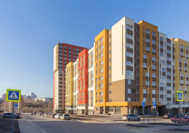Bright new residential building in Nizhny Novgorod, Russia