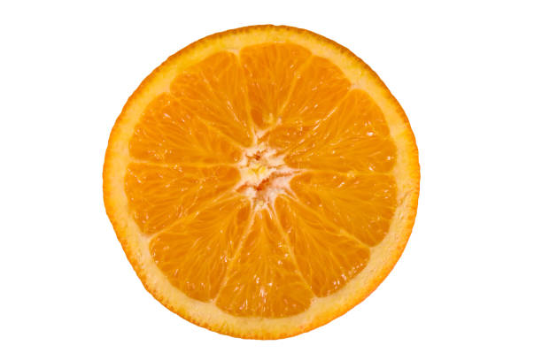 istock Halved orange fruit isolated on a white background 1152979939