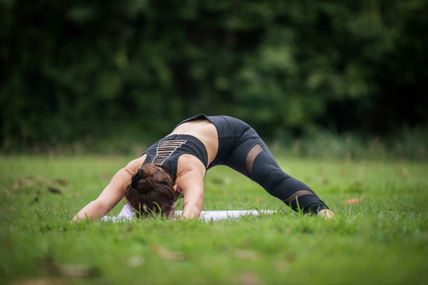 istock Yoga action exercise healthy in the park 1152984364