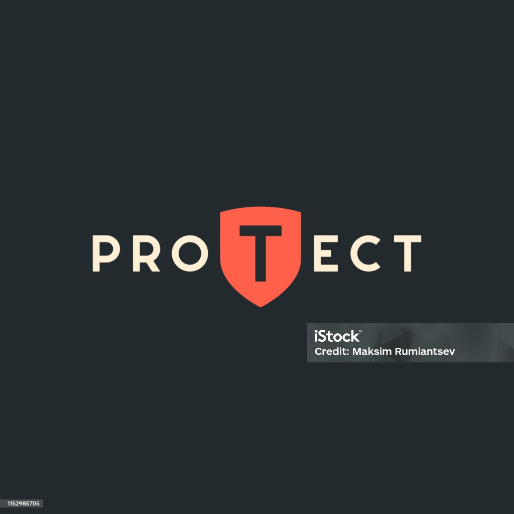 Protection Logo With Shield Vector Illustration Stock Illustration ...