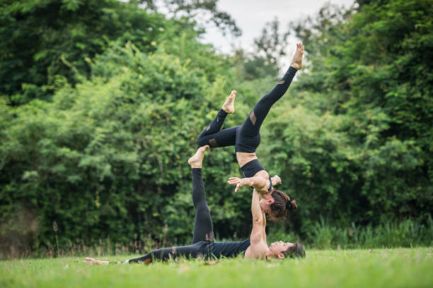 istock Yoga action exercise healthy in the park 1152986662