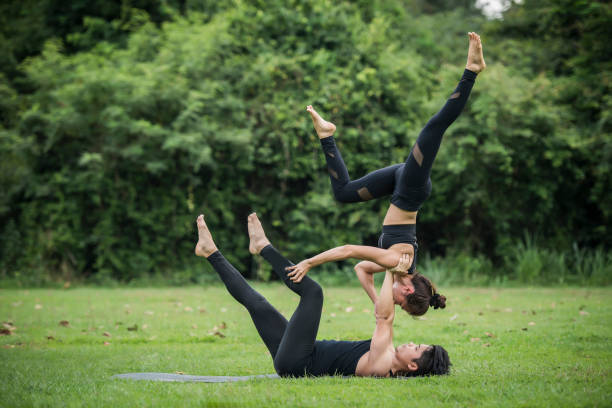 istock Yoga action exercise healthy in the park 1152986673