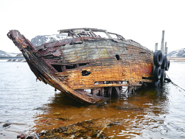 istock Rusty old shipwreck ruins in Teriberka 1152997871