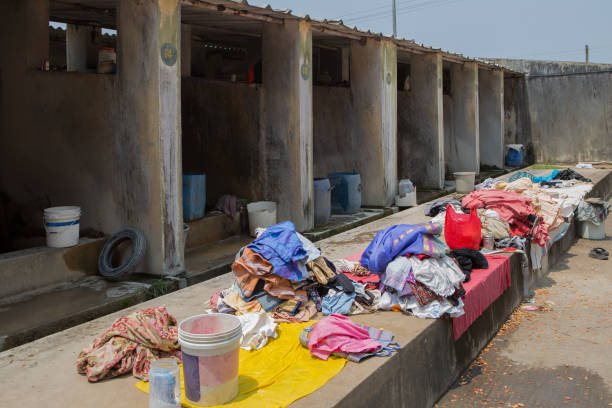 istock drying laundry on the concrete surface at a handwash laundry service 1153002325