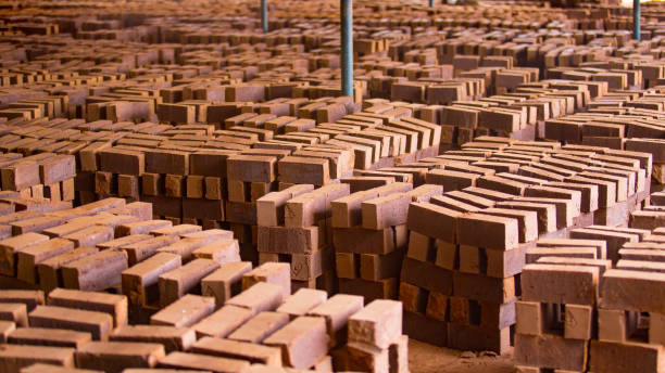 pile of bricks at a brick factory - madurai kerala india tamil nadu imagens e fotografias de stock