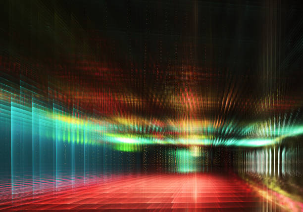 istock Abstract 3D fractal background, 3D illustration. Virtual Neon City 1153002860