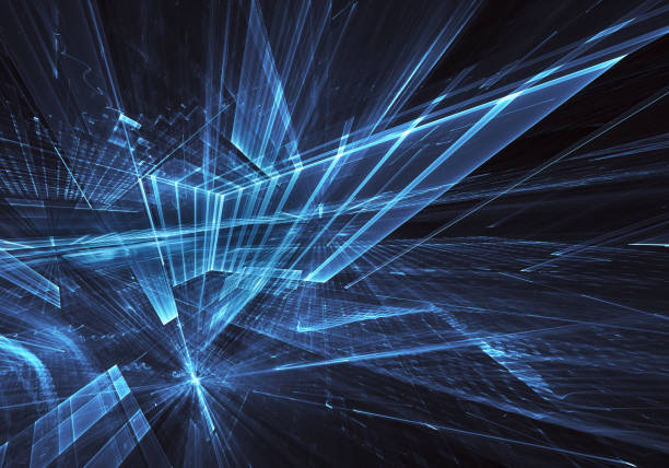 istock Abstract 3D fractal background, 3D illustration. Virtual Neon City 1153003009