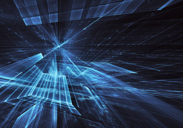 istock Abstract 3D fractal background, 3D illustration. Virtual Neon City 1153003011