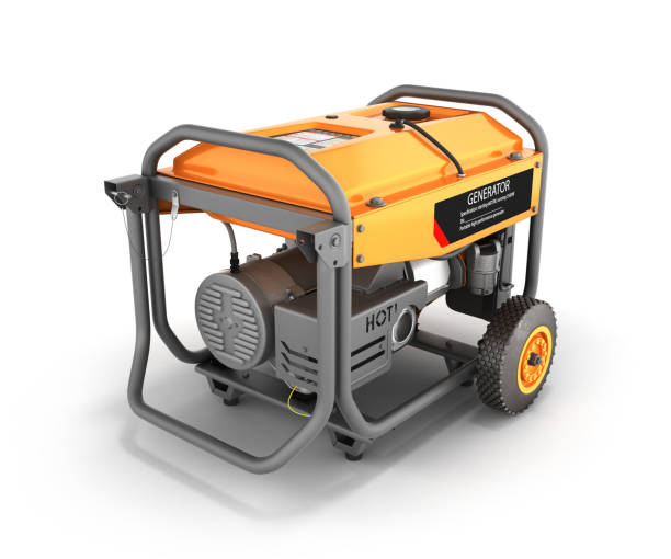 Portable gasoline generator isolated on a white background 3d render Portable gasoline generator isolated on a white background 3d render 12v stock pictures, royalty-free photos & images