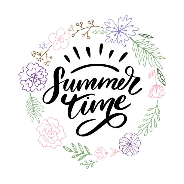 istock Summer time vector text lettering calligraphy letters black slogan Sales Holiday Flyer Banner Poster 1153007295