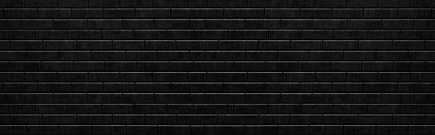 istock Panorama of Black stone block wall texture and background seamless 1153009422