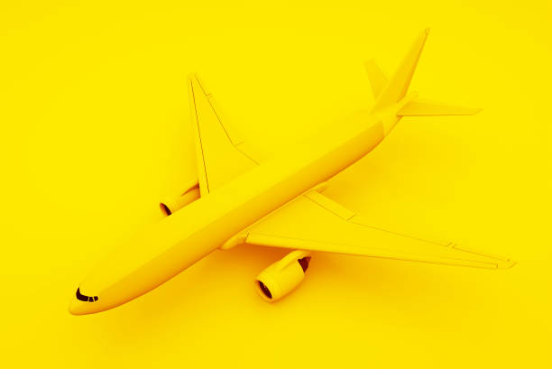 istock Passenger Airplane, Yellow Background. Isometric Concept. 3d illustration 1153012705