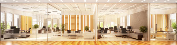 istock Modern interior design of a large office space 1153013953