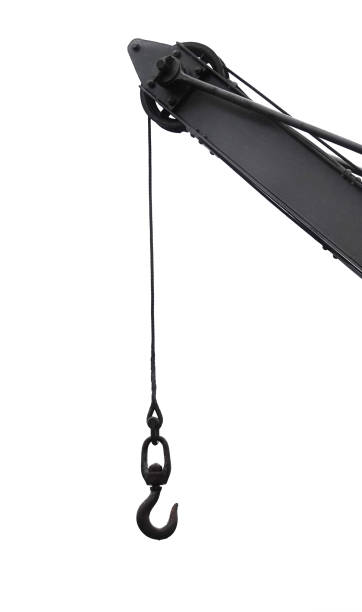 Crane with lifting hook isolated on white background