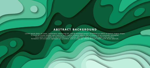 istock vector image of a beautiful horizontal background in green shades, the effect of cut paper, many layers of paper 1153017665