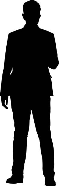 istock Black silhouette of a walking man on a white background 1153020759