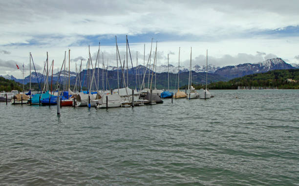 istock boats parking with mountain background on lake Lucerne 1153024072