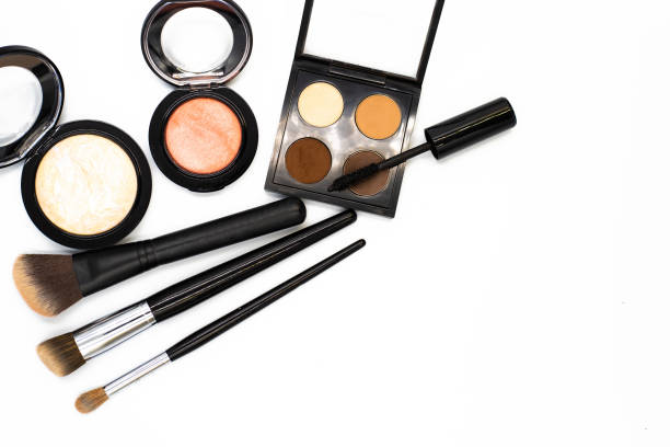 istock set of professional decorative cosmetics, makeup tools and accessory on white background with copy space for text. beauty, fashion, party and shopping concept. flat lay frame composition, top view 1153024152