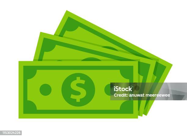 Dollar Banknotes Isolate On White Background Stock Illustration - Download Image Now - Currency, Paper Currency, US Paper Currency
