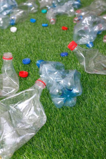 istock The concept of recycling plastic and environmental protection. Pet preforms for plastic bottles on the green grass. Artificial turf. 1153025389