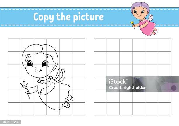 Copy The Picture Coloring Book Pages For Kids Education Developing Worksheet Game For Children Handwriting Practice Funny Character Cute Cartoon Vector Illustration Stock Illustration - Download Image Now