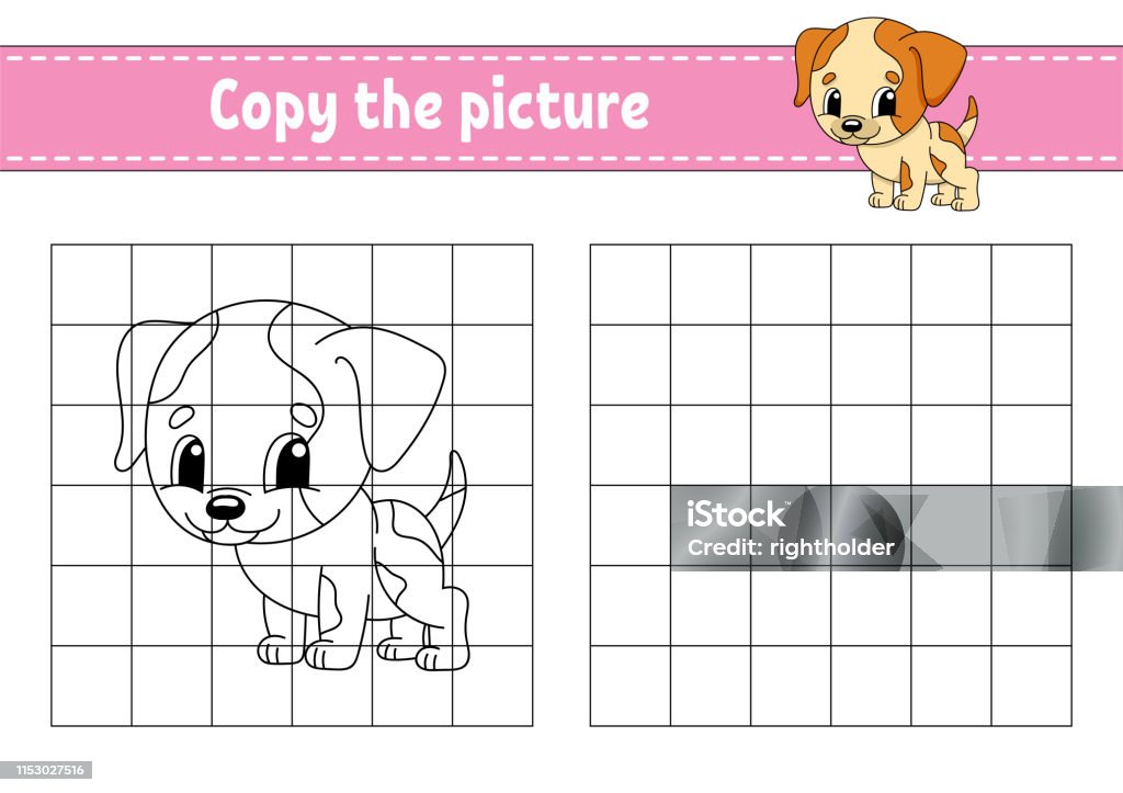 Copy the picture. Coloring book pages for kids. Education developing worksheet. Game for children. Handwriting practice. Funny character. Cute cartoon vector illustration. Copy the picture. Coloring book pages for kids. Education developing worksheet. Game for children. Handwriting practice. Funny character. Cute cartoon vector illustration Activity stock vector