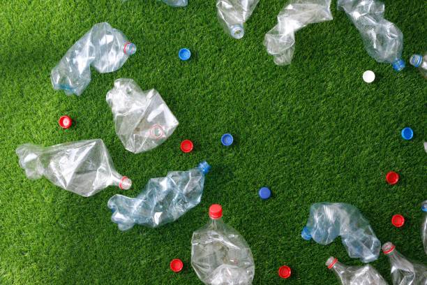 istock The concept of recycling plastic and environmental protection. Pet preforms for plastic bottles on the green grass. Artificial turf. 1153030351