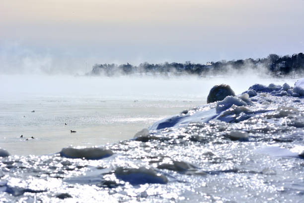 istock Misty Fog Rising from Great Lakes Water 1153030479