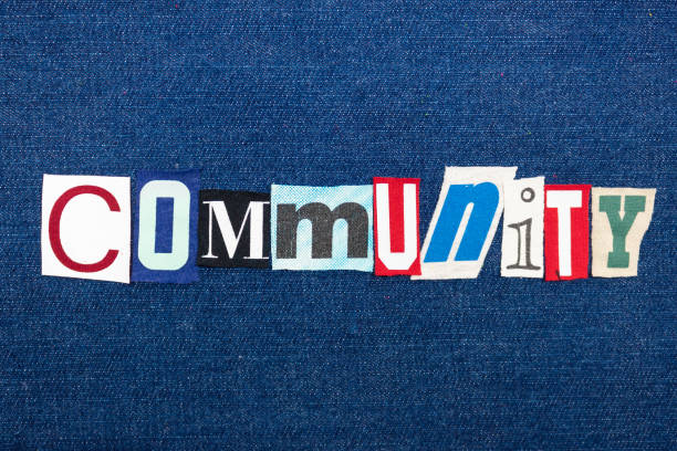 istock COMMUNITY text word collage in colorful fabric on blue denim, diverse letters creatively illustrate diversity 1153030539