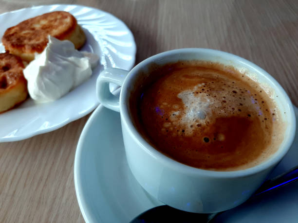 istock Coffee and cheese pancakes 1153034488