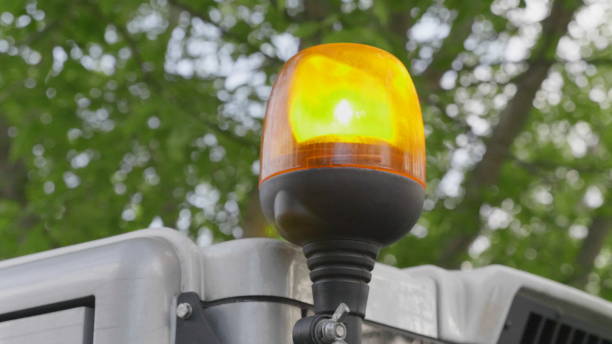 istock Light signal on special equipment orange light siren. 1153042706