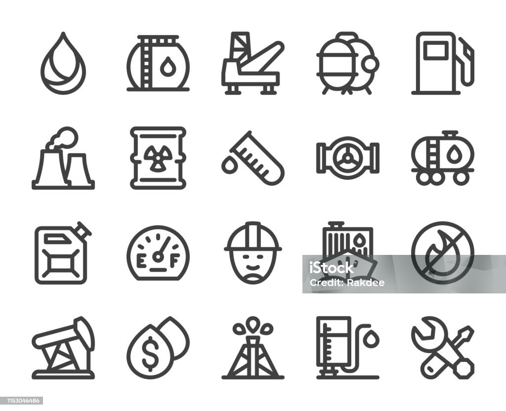Fuel Industry - Bold Line Icons Fuel Industry Bold Line Icons Vector EPS File. Liquefied Natural Gas stock vector