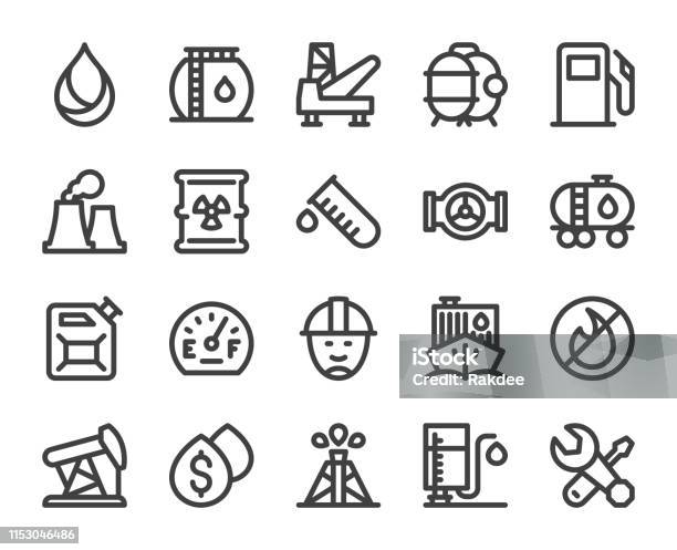 Fuel Industry Bold Line Icons Stock Illustration - Download Image Now - Liquefied Natural Gas, Icon Symbol, Tanker Ship