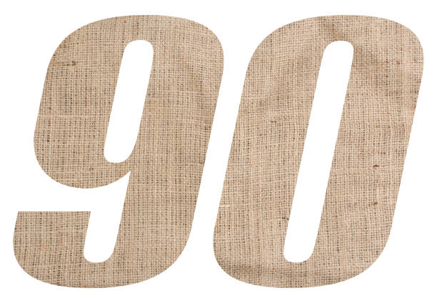 istock Number 90 with burlap texture on white background 1153051101