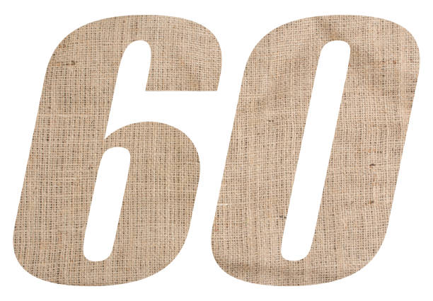 istock Number 60 with burlap texture on white background 1153052028