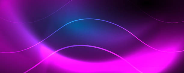istock Trendy neon blue abstract design with waves and circles. Neon light glowing effect. Abstract digital background. 1153052227