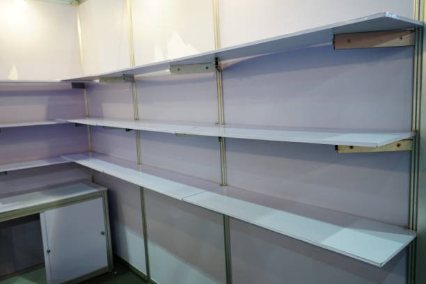 empty retail shelves - shelf bookshelf empty box imagens e fotografias de stock