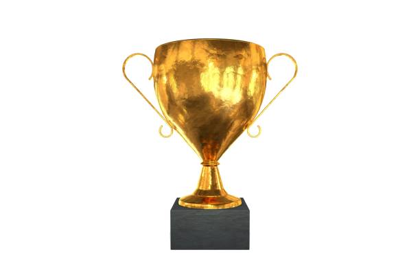3d illustration: Golden trophy winner cup isolated on white background. Symbol of success in sports, school, education and career. 3d illustration: Golden trophy winner cup isolated on white background. Symbol of success in sports, school, education and career. hunting trophy stock pictures, royalty-free photos & images