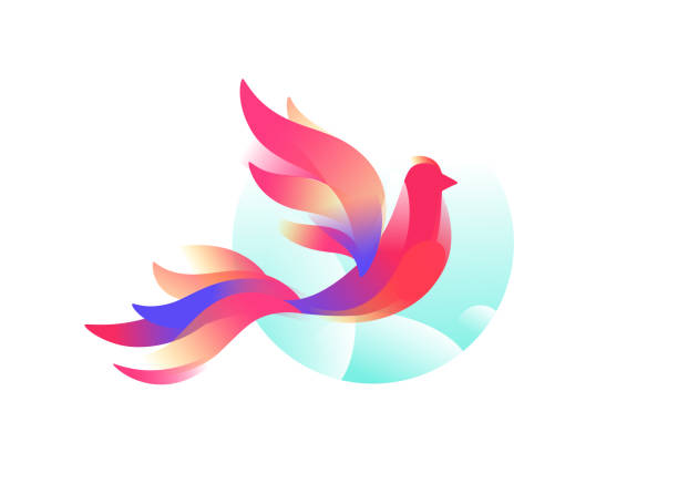 istock Logo of a bird. A fabulous bird. Image in a flat style on a white background. Pink birdie symbol of the company. Brand name, emblem for the store. Cosmetics, yoga studio. Feathered creature. 1153059260