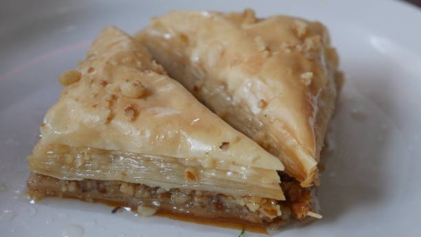 istock Sweet baklava on a white plate 1153062242