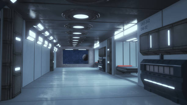 istock 3d render interior. Futuristic hallway. Interior concept design 1153062409
