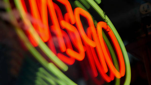 istock Open neon sign with reflection - Glowing LED Open sign. 1153063511