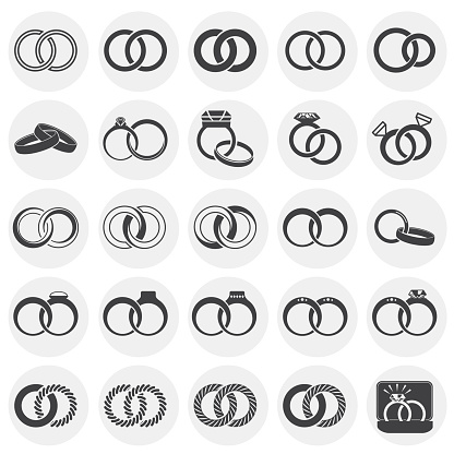 Wedding ring icons set on background for graphic and web design. Simple illustration. Internet concept symbol for website button or mobile app