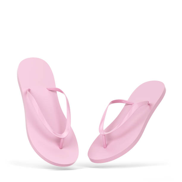 Blank pair of flip flops mockup. 3d illustration isolated on white background