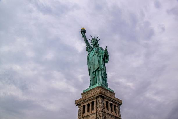 istock Nice view on isolated Statue of Liberty New York. Beautiful backgrounds. 1153072638
