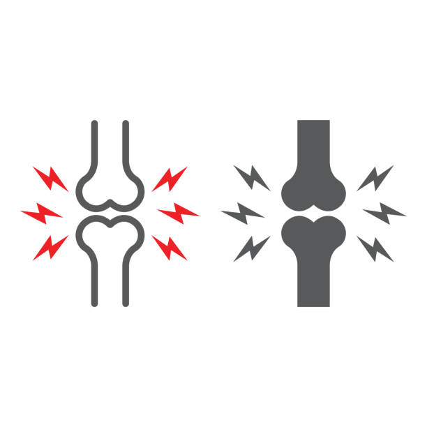 Bone pain line and glyph icon, body and painful, joint ache sign, vector graphics, a linear pattern on a white background. Bone pain line and glyph icon, body and painful, joint ache sign, vector graphics, a linear pattern on a white background, eps 10. pain symbols stock illustrations