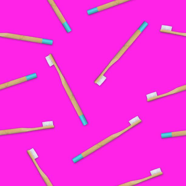 istock Seamless pattern of bamboo toothbrush 1153078413