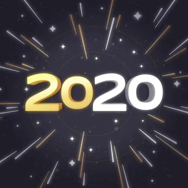 Vector illustration of Gold 2020 New Year